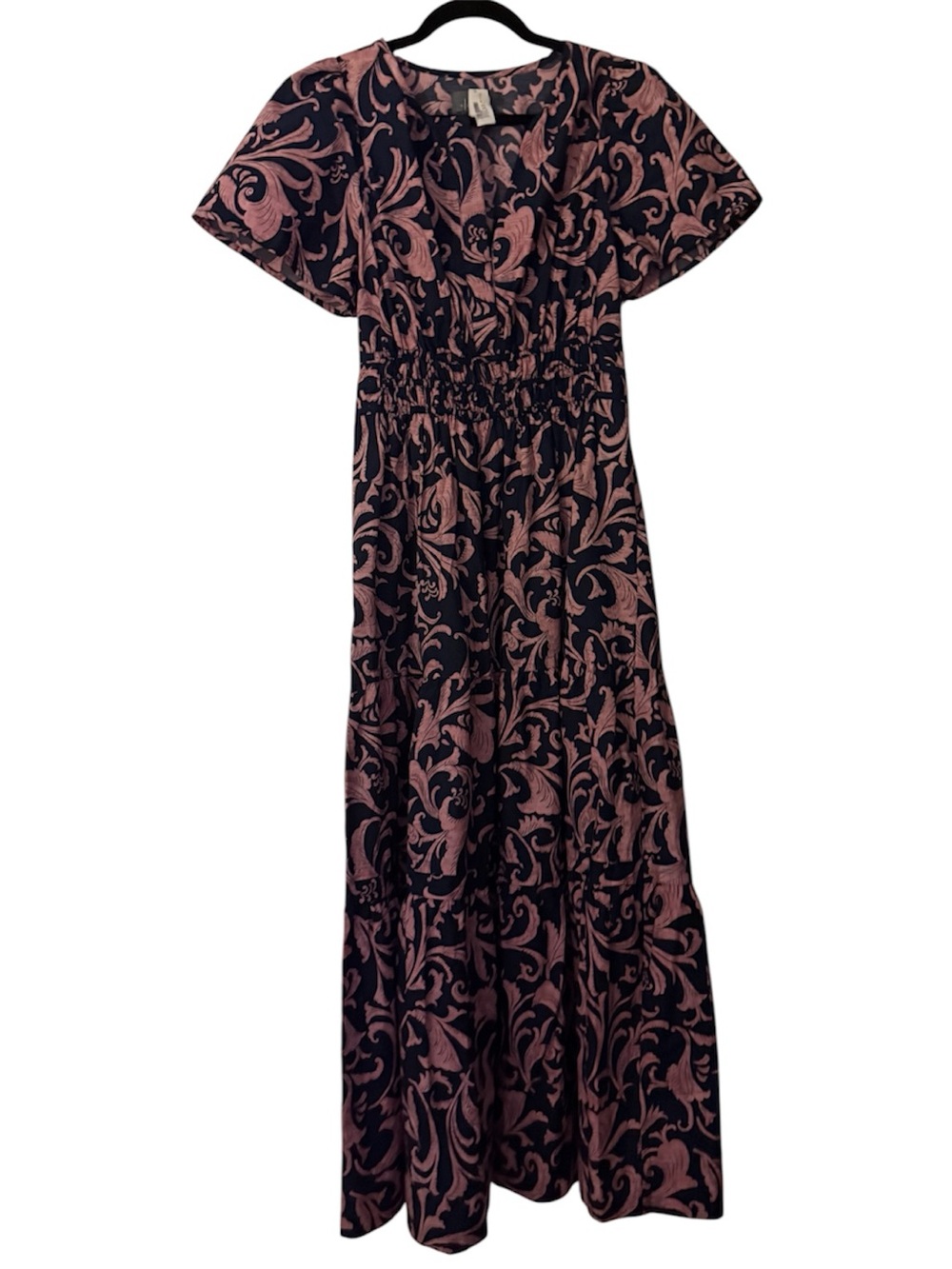 Anthropologie the Somerset Navy & Pink Maxi Dress